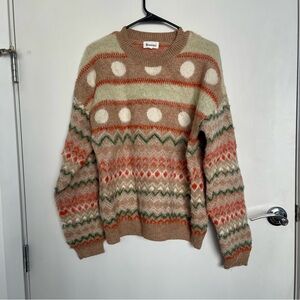 Brown and Cream Patterned Sweater | Size L